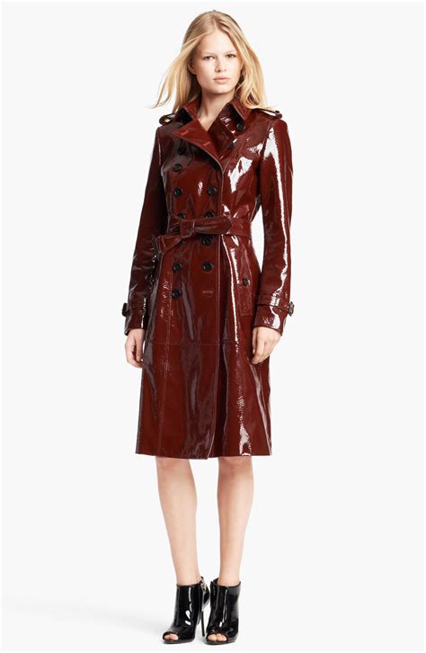 burberry leather trench coat women's|burberry patent leather trench coat.